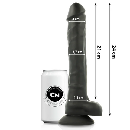 COCK MILLER - SILIKON DICHTE COCKSIL - SCHWARZ 24 CM - Dildo mit Saugnapf