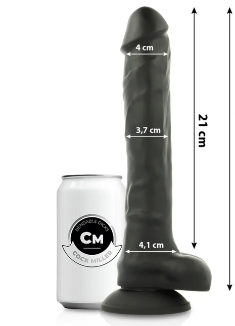COCK MILLER - SILIKON DICHTE COCKSIL - SCHWARZ 24 CM - Dildo mit Saugnapf
