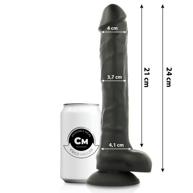 COCK MILLER - SILIKON DICHTE COCKSIL - SCHWARZ 24 CM - Dildo mit Saugnapf