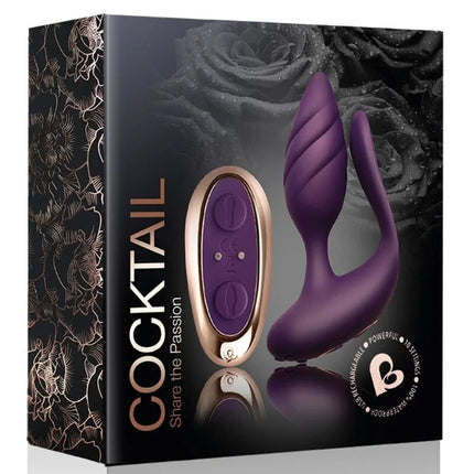 Lila silikon cocktail plug mit roségold fernbedienung für fernsteuerung und komfortabla anwendung