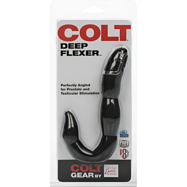 Schwarzer glänzender colt deep flexer aus kunststoff mit gebogenem design und schräger spitze