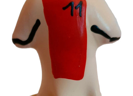 Rot weiße handbemalte ajax shirt kondomfigur mit schwarzem rand und nummer 11 auf der brust