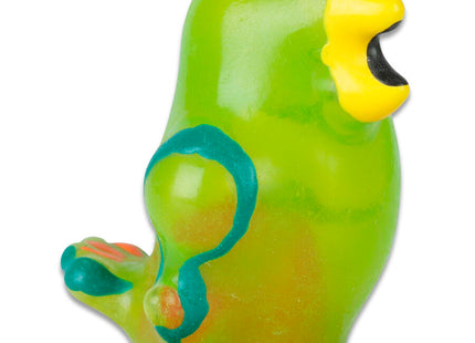 Helle grüne kunststoffpapagei figur mit gelbem schnabel und schwarzen augen handbemalte neuheitskondome amazonan