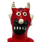 Rote plastikteufelfigur mit weißen hörnern und handbemalten details für conderie neuheitskondome devils mouth modell 2