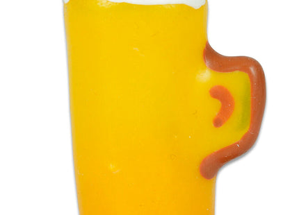 Yellow plastik spielzeug bierkrug mit weißem schaum und braunem griff aus condomerie handbemalte neuheitskondome
