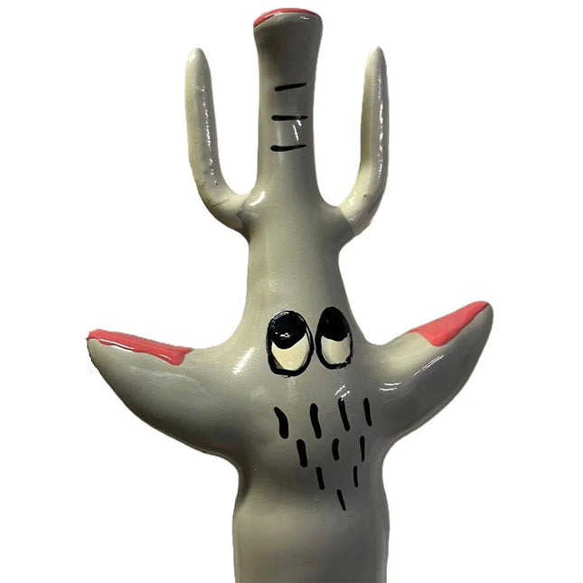 Graue keramikfigur elefantenmodell xl mit roten akzenten und schwarzem gesicht für handbemalte neuheitskondome