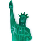 Grüne plastikfigur liberty statue mit lächelndem gesicht und krone im XL modell handbemalte kondome von condomerie