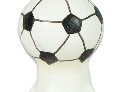 Weiß schwarzes fußballförmiges hundespielzeug mit glänzender oberfläche von condomerie handbemalt
