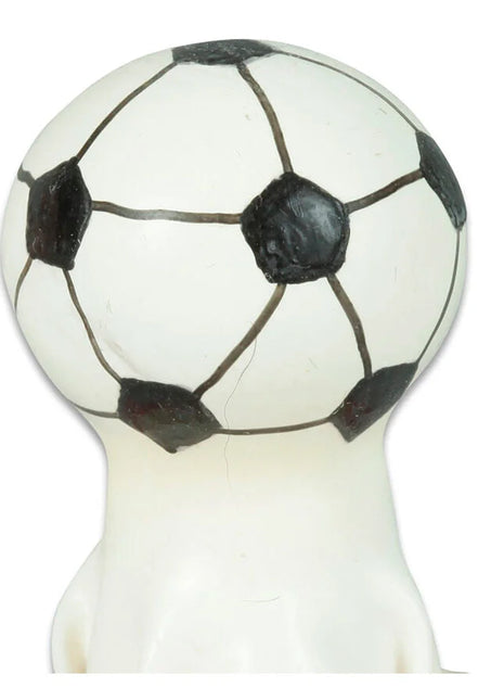 Weiß schwarzes fußballförmiges hundespielzeug mit glänzender oberfläche von condomerie handbemalt