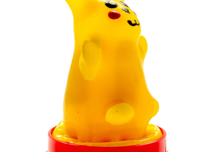 Handbemalter neuheitskondom kondomerie gelbe maus mit gelbem pikachu-stempel und rotem rundem sockel