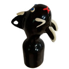 Black keramikstier figur mit weißen hörnern blauem auge und rotem x auf der stirn kondomerie handbemalte neuheitskondome gentle orca xl