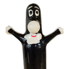 Schwarze glossy figur aus kunststoff mit weißen augen und rundem bauchknopf bei condomerie handbemalte novelty kondome happy puppet xl