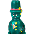 Ein grüner schneemann aus glasiertem keramik mit bemaltem gesicht und passendem zylinderhut bei condomerie handbemalte neuheitskondome hastrman