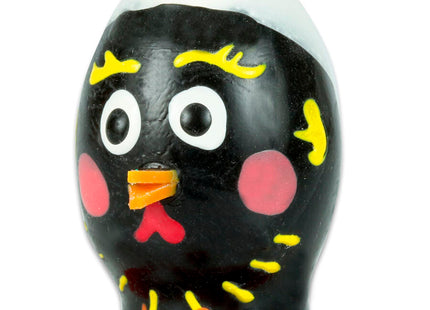 Condomerie handbemalte neuheitskondome schwarz in chick-hühnchen-form mit weißem kopf und herzen markierung