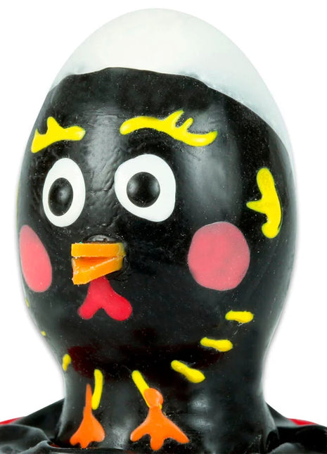 Condomerie handbemalte neuheitskondome schwarz in chick-hühnchen-form mit weißem kopf und herzen markierung