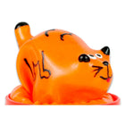 Orange kunststoff tigerförmiger seifenspender mit schwarzen streifen für condomerie handbemalte neuheitskondome katzenmodell 1