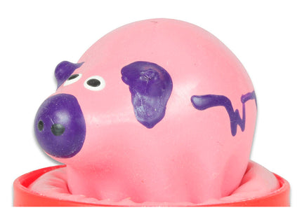 Pinkes gummischwein mit lila schnauze ohren und mustern von conderie handbemalte neuheitskondome kleines schwein
