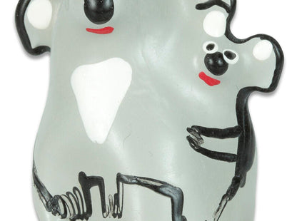Graue koala handbemalte novelty kondome mit schwarzer kontur weiße ohren und bauchfleck rote lippen und jungtier
