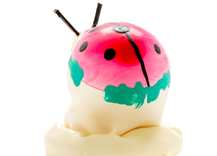 Handbemalte kondomfigur condermerie marienkäfer modell 1 mit rosa und grüner lackierung und schwarzer antenne