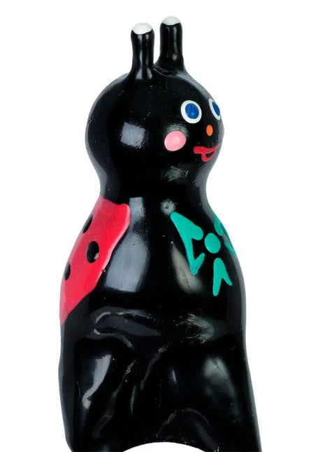 Schwarz bemalte condomerie neuheitskondome marienkäfer modell xl mit blauen augen pinken wangen und roter punkteflügelgestaltung