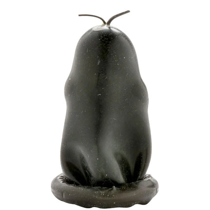 Schwarze kerze in pinguinform mit docht oben von condomerie handbemalte neuheitskondome maulwurf