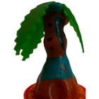 Buntes glänzendes plastikfigur mit grünem blatt oben und orange blau bemaltem körper für condomerie handbemalte neue kondome palme