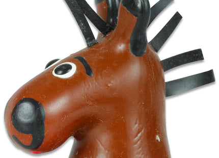 Braune plastik-renntierfigur mit schwarzen geweihen und nase als teil der condomerie handbemalte neuheitskondome pferd