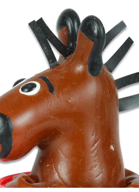 Braune plastik-renntierfigur mit schwarzen geweihen und nase als teil der condomerie handbemalte neuheitskondome pferd