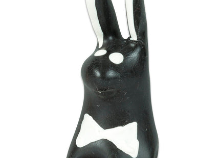Handbemalte schwarze hasenfigur mit weißen ohren augen und schleife für condomerie neuheitskondome play boy