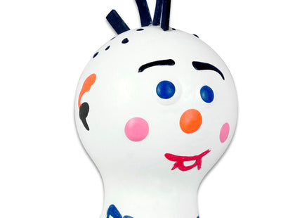 Weiße plastikclownfigur mit blauen augen und dunkelblauer stachelfrisur im produkt condomerie handbemalte neuheitskondome punk