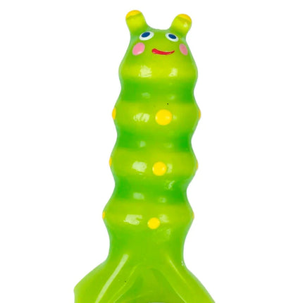 Condomerie handbemalte neuheitskondome raupe xl grün segmentiertes spielzeug mit gelben punkten und lächelndem gesicht