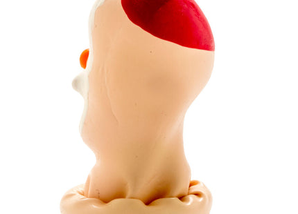 Beige kunststofffigur kopf mit rotem kuppelförmigem oberteil und orangefarbener wangenverzierung condomerie handbemalte neuheitskondome santa
