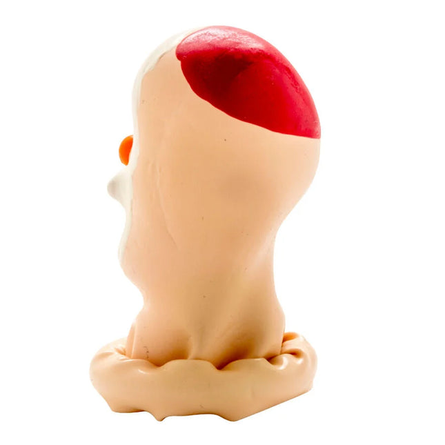 Beige kunststofffigur kopf mit rotem kuppelförmigem oberteil und orangefarbener wangenverzierung condomerie handbemalte neuheitskondome santa