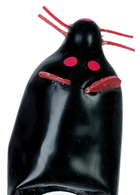 Schwarze maus xl handbemalte nacktkondome mit roter bemalung an augen nase und whiskers