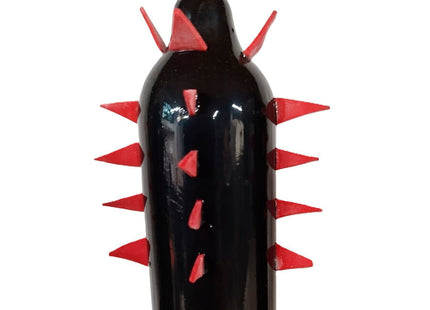Schwarzer kakten xl handbemalter kondom mit glänzendem schwarzen stachelbaton und roten dreieckigen spikes
