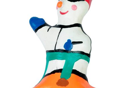 Handbemalte snowboarder xl kondome mit fröhlicher schneemannfigur in bunt und roter mütze mit augenklappe