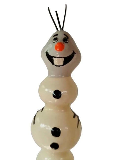 Glänzende weiße olaf figur handbemalte neukondome süßer schneemann xl mit schwarzen knöpfen oranger nase und antennen