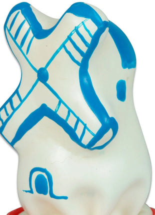 Weiße keramikfigur mit blauem windmühlendesign handbemalt von Condomerie für neuheitskondome