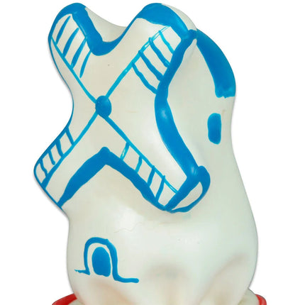 Weiße keramikfigur mit blauem windmühlendesign handbemalt von Condomerie für neuheitskondome