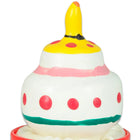 Handbemalter neuheits-kondome-kuchen stressball in drei farben mit roten punkten und gelber bananenfigur oben