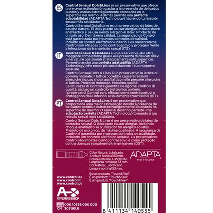 CONTROL - SINNLICHE PUNKTE & LINIEN PUNKTE UND DEHNUNGSMARKEN 12 EINHEITEN - Kondome