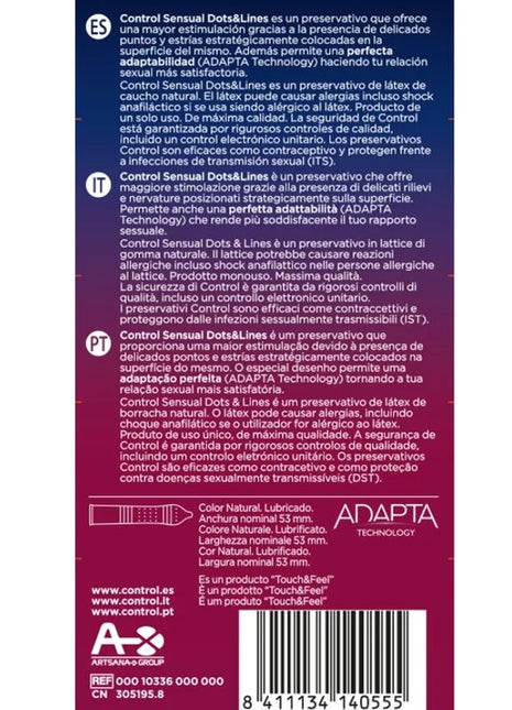 CONTROL - SINNLICHE PUNKTE & LINIEN PUNKTE UND DEHNUNGSMARKEN 12 EINHEITEN - Kondome