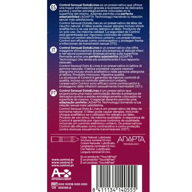 CONTROL - SINNLICHE PUNKTE & LINIEN PUNKTE UND DEHNUNGSMARKEN 12 EINHEITEN - Kondome