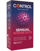 Control spike kondome box mit konischen spitzen in lila rot verlauf und stacheliger textur illustration
