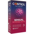 Control spike kondome box mit konischen spitzen in lila rot verlauf und stacheliger textur illustration