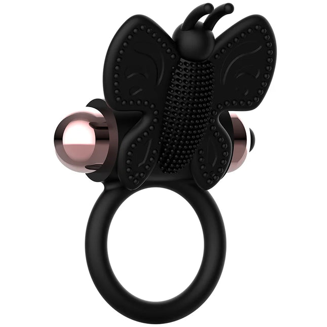 COQUETTE CHIC DESIRE - COCKRING SCHMETTERLING MIT VIBRATOR SCHWARZ/ GOLD - Penisring für Paare