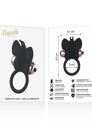 COQUETTE CHIC DESIRE - COCKRING SCHMETTERLING MIT VIBRATOR SCHWARZ/ GOLD - Penisring für Paare