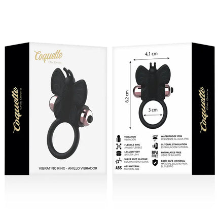 COQUETTE CHIC DESIRE - COCKRING SCHMETTERLING MIT VIBRATOR SCHWARZ/ GOLD - Penisring für Paare