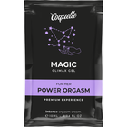 Coquette chic desire pocket magic climax gel 10 ml in schwarzer tasche mit lila akzenten und sternenmuster für ihren orgasmus