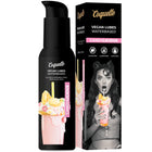 Schwarze pumpflasche von coquette candylicious vegan wasserbasiertem gleitmittel mit rosa milkshake grafik und passender verpackung